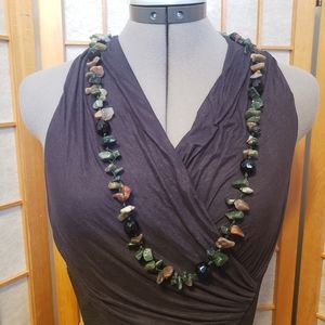 Green Moss Agate and Semi Precious Stone Mix Beaded Necklace